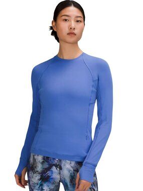 Lululemon Its Rulu Run Long Sleeve Shirt Wild Indigo Zip Pocket Size 0